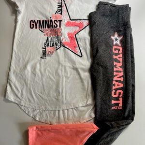 Justice Gymnastics shirt and tights